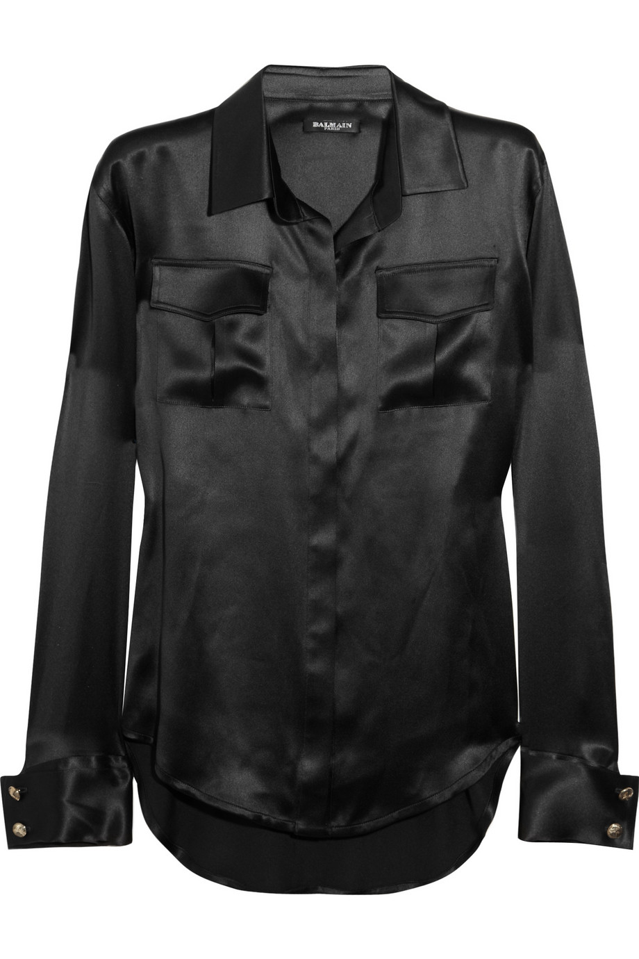 Balmain Silksatin Shirt in Black | Lyst