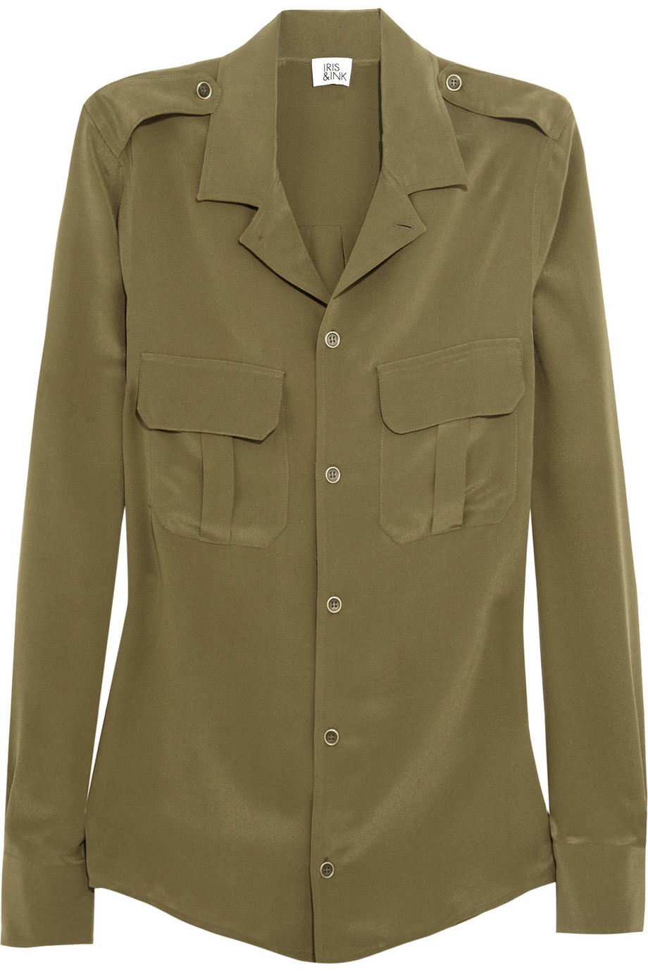 Lyst Iris & Ink The Military Silk Shirt in Green