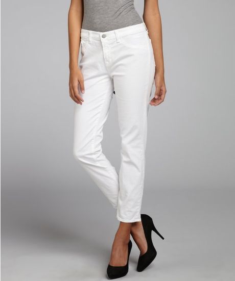 J Brand White Stretch Denim Twill Romantic Skinny Capri Jeans in White ...