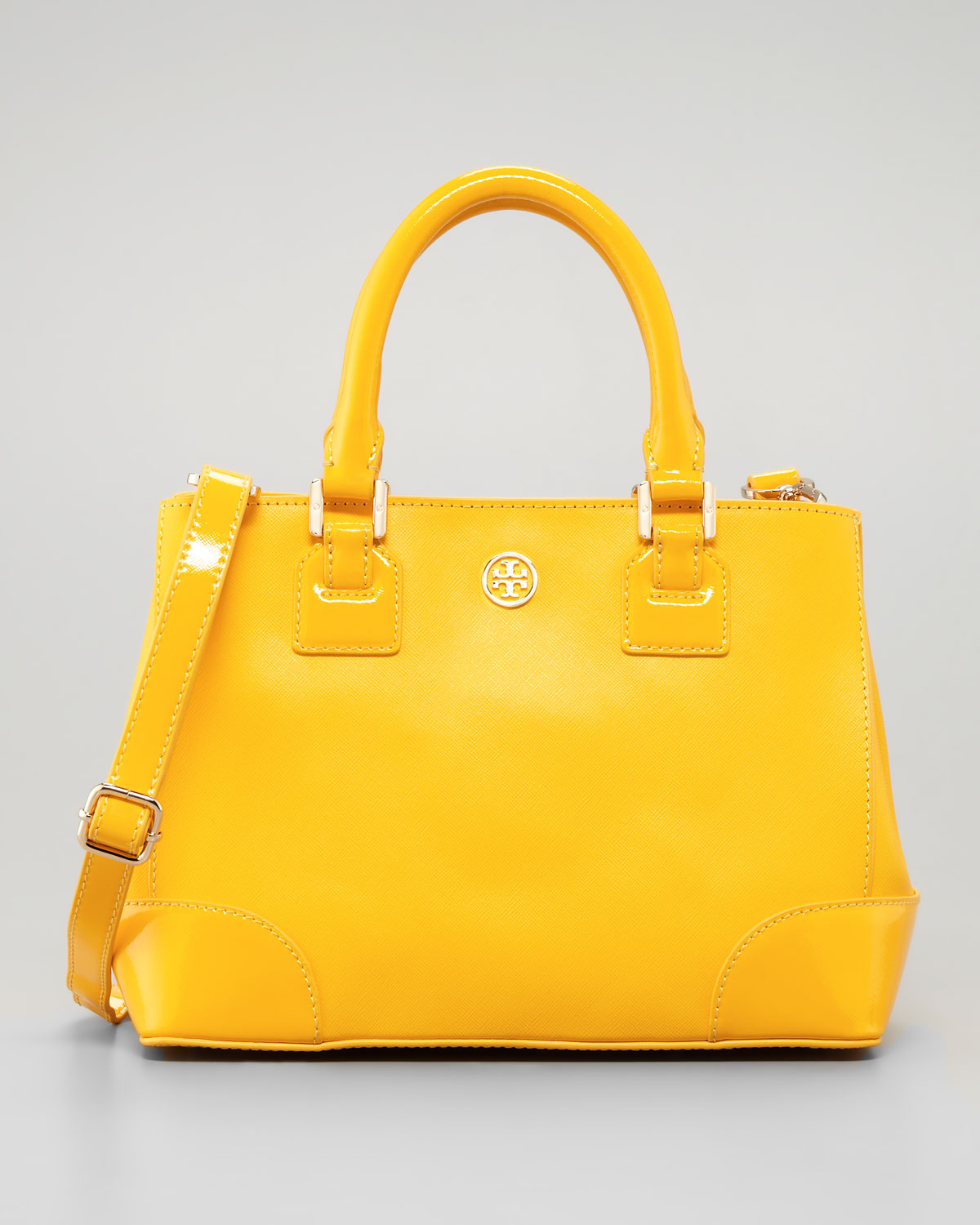 Tory burch Robinson Mini Square Tote Bag in Yellow | Lyst