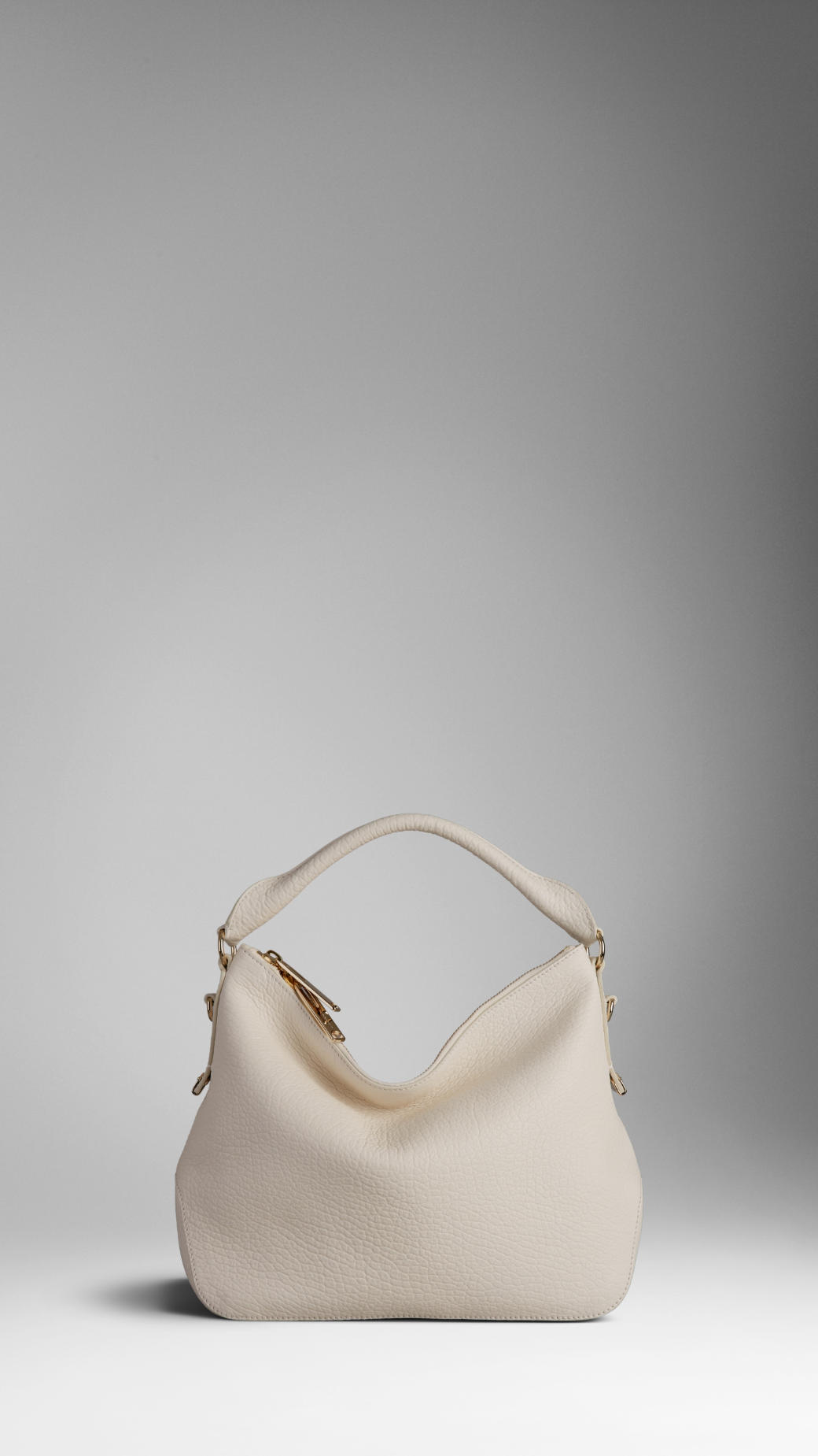 Burberry Small Heritage Grain Leather Hobo Bag In White Lyst Gallery