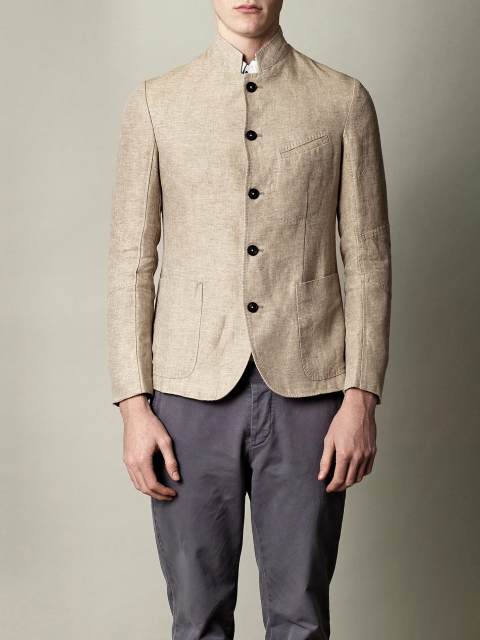 Lyst - Massimo alba Linen Collarless Jacket in Natural for Men