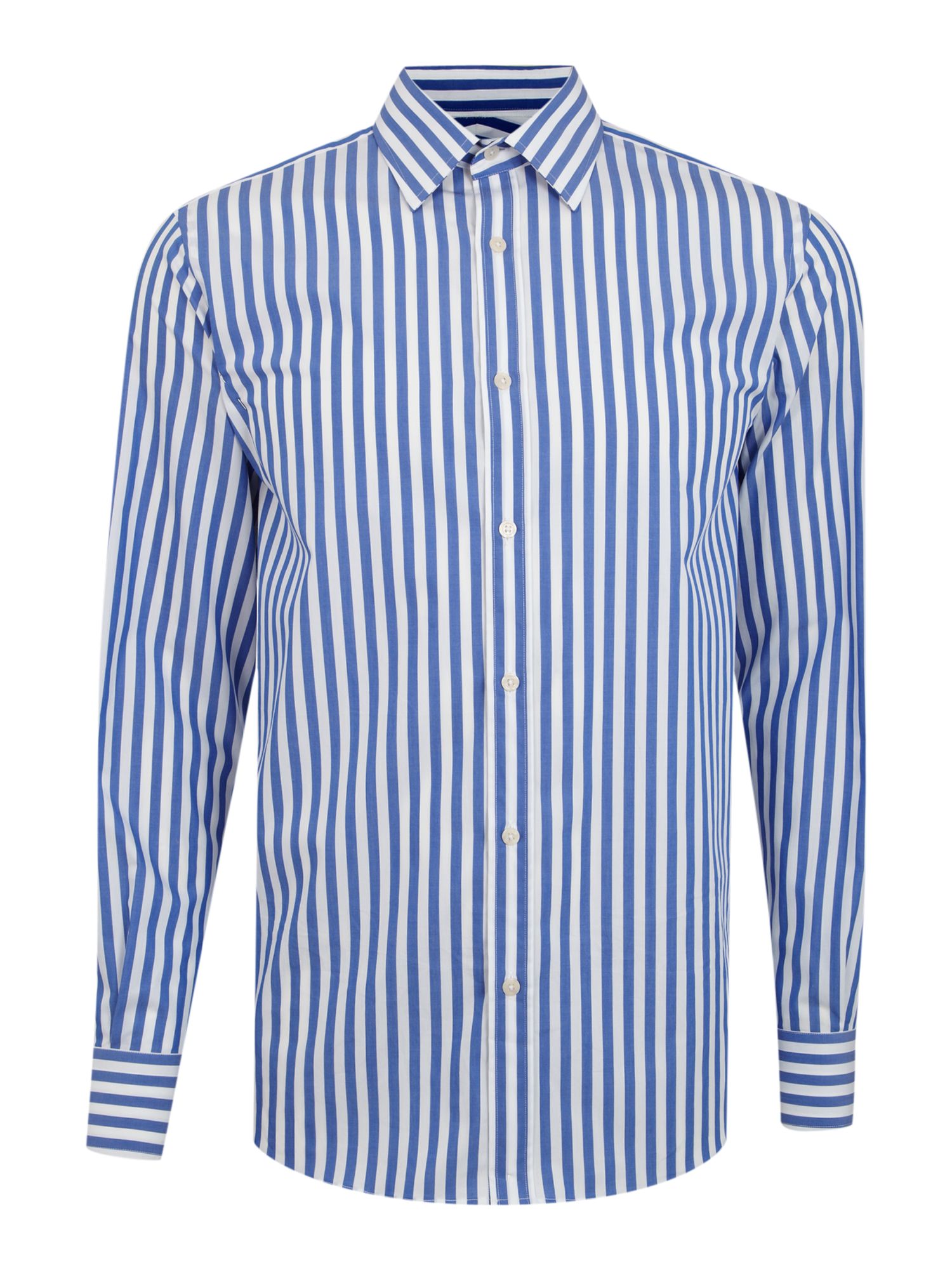 New & Lingwood Wide Stripe Luxury Cotton Shirt in Blue for Men | Lyst