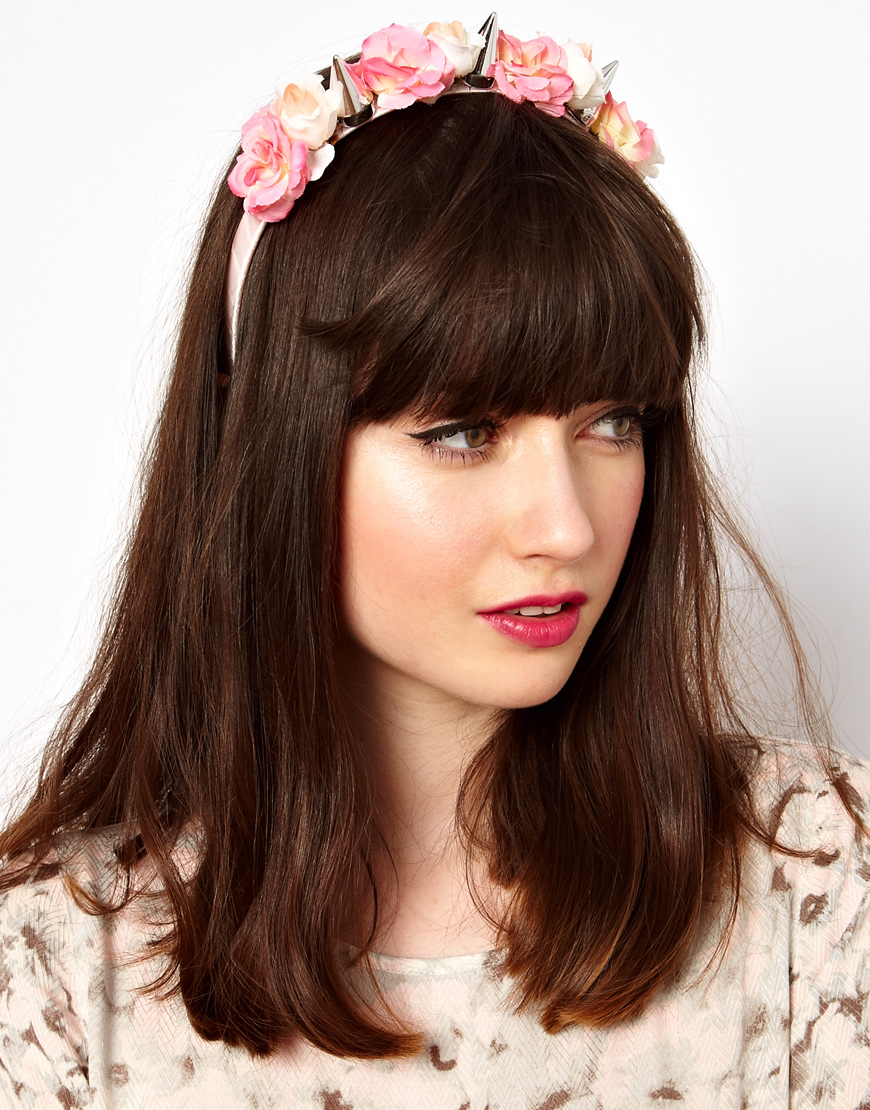 Lyst - Asos Flower Spike Hair Band in Pink
