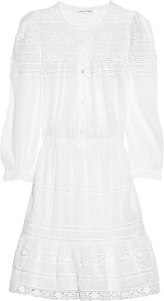 Etoile Isabel Marant Greta Lace and Cottonvoile Dress in White | Lyst