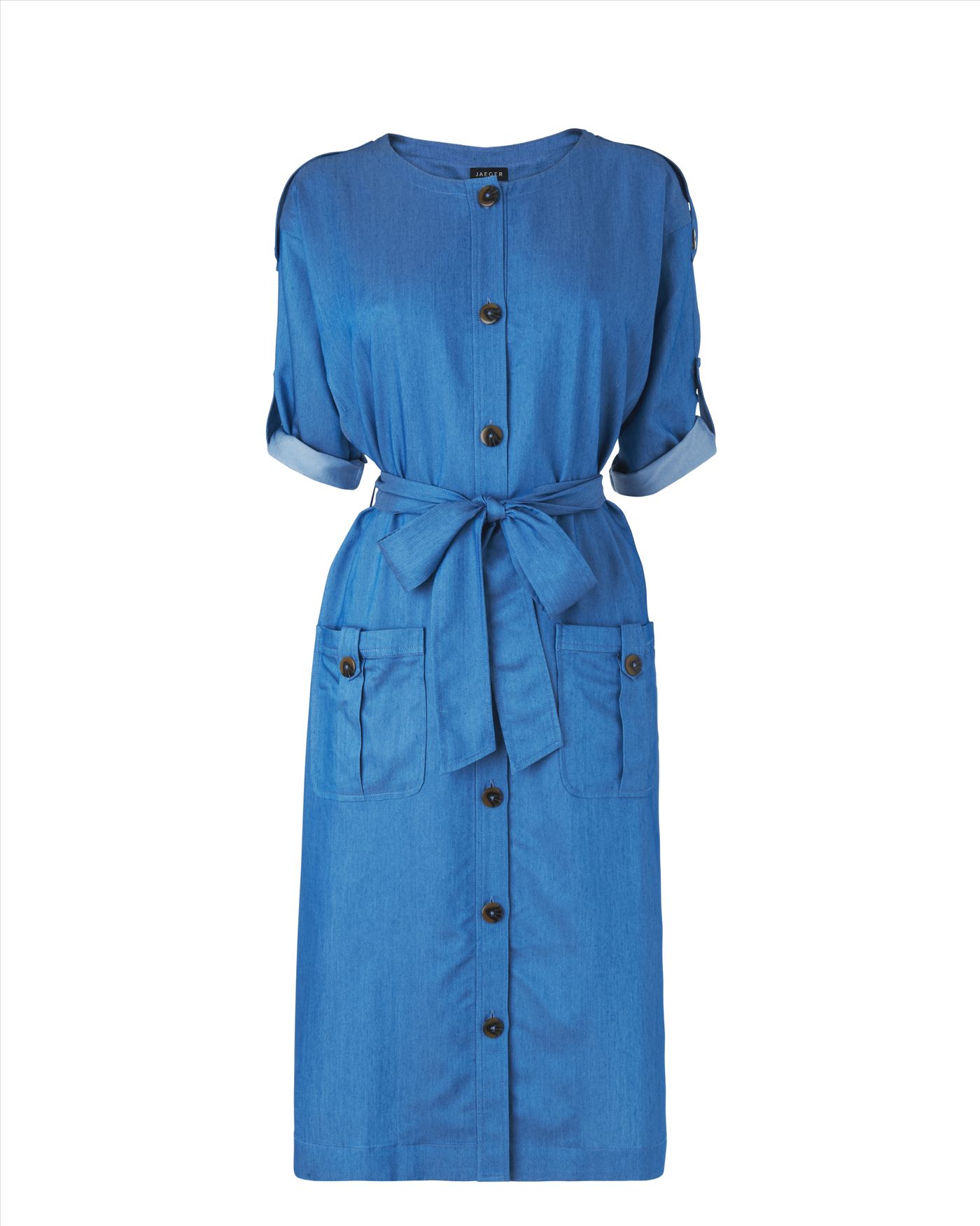 Jaeger Belted Shirt Dress in Blue (chambray) | Lyst
