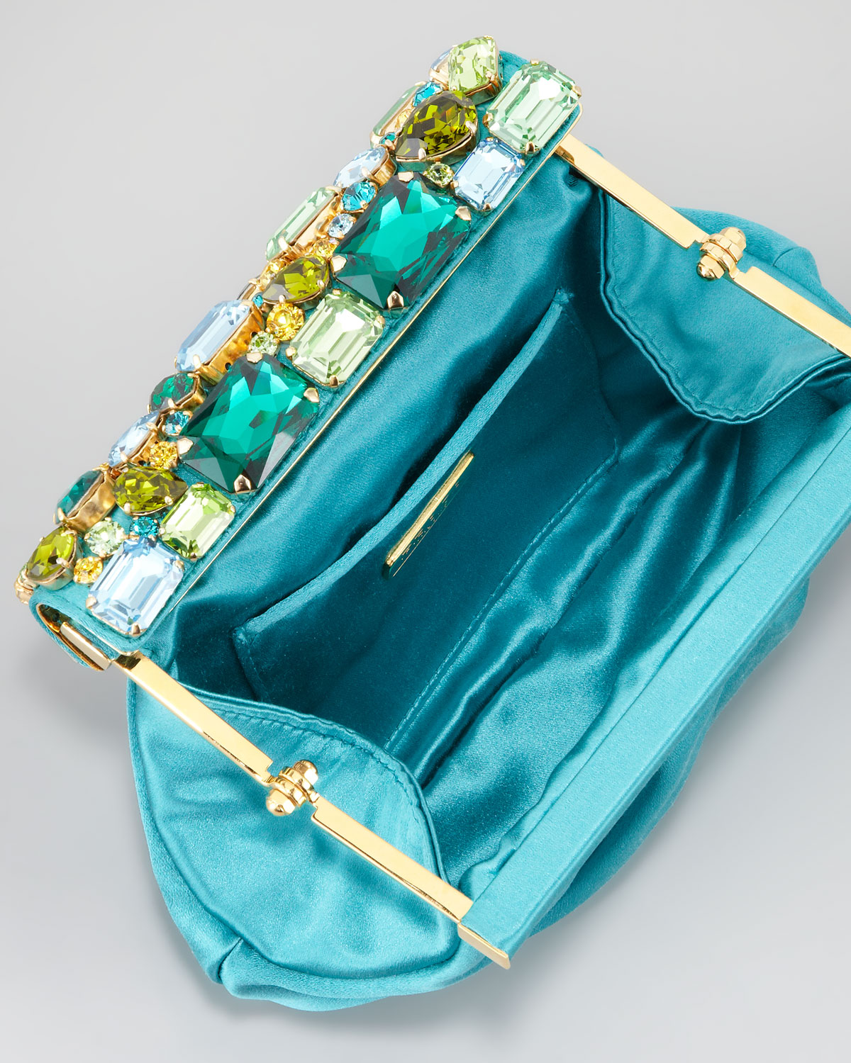 Lyst - Prada Raso Jeweled Satin Clutch Bag in Blue