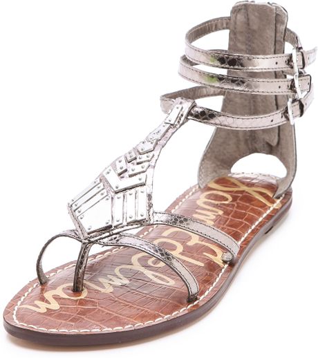 Sam Edelman Genna Strappy Sandals in Silver (pewter) | Lyst