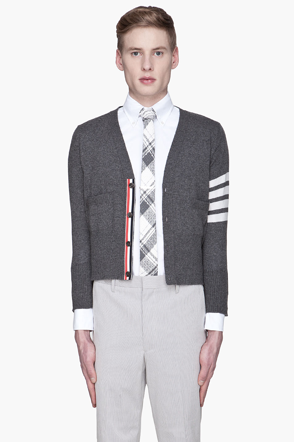 Lyst - Thom Browne Charcoal Grey Classic Cashmere Cardigan in Gray for Men