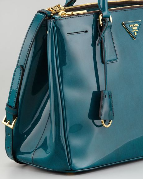 Prada Spazzolato Double Zip Tote Bag in Green (teal) | Lyst