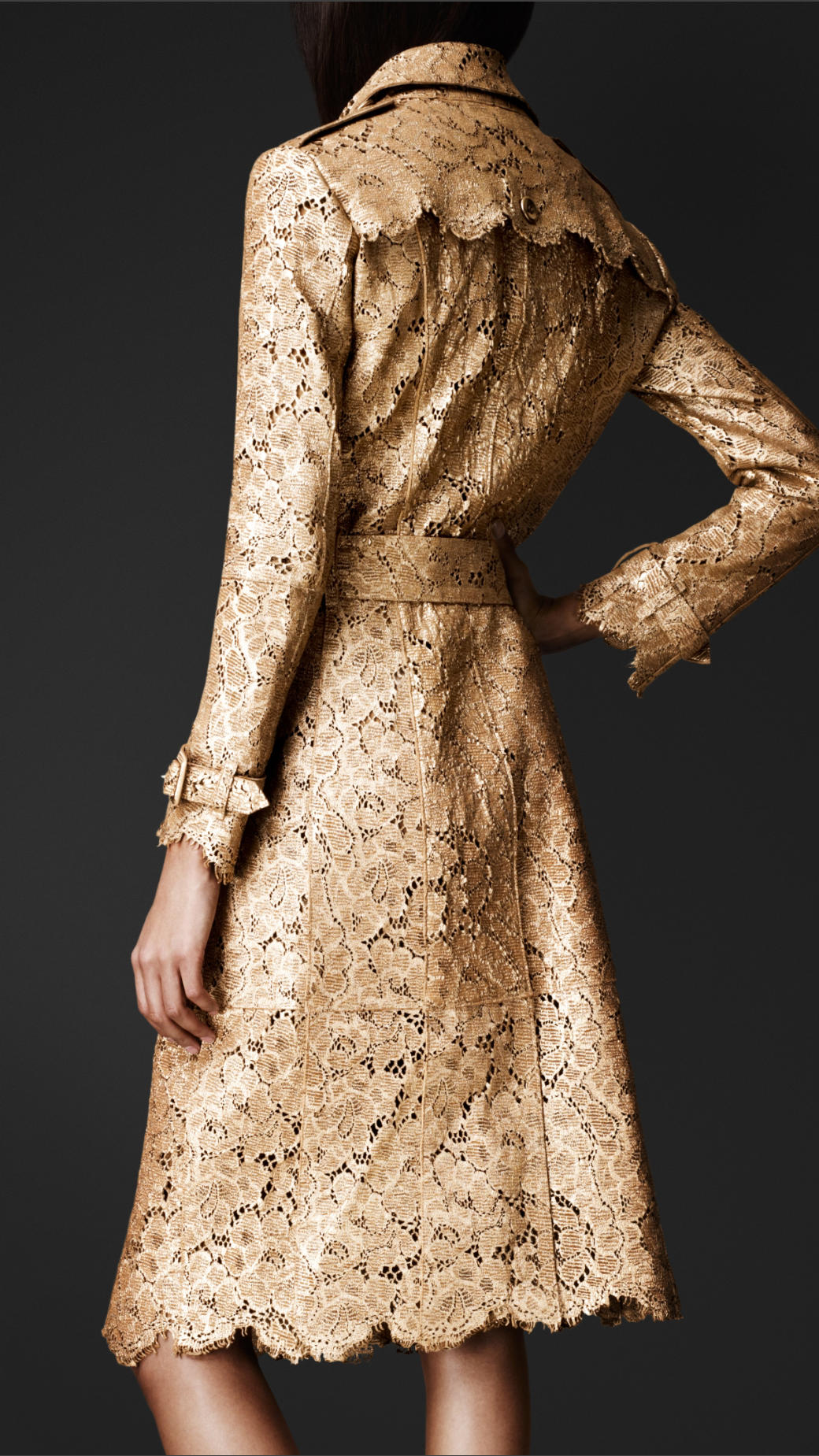 Burberry Ruffle Trim Trench Coat In Green Lyst Gallery