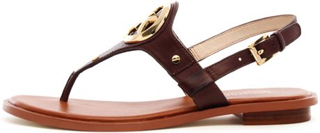 Michael Kors Aubrey Logo Thong Sandal in Brown (mocha) | Lyst