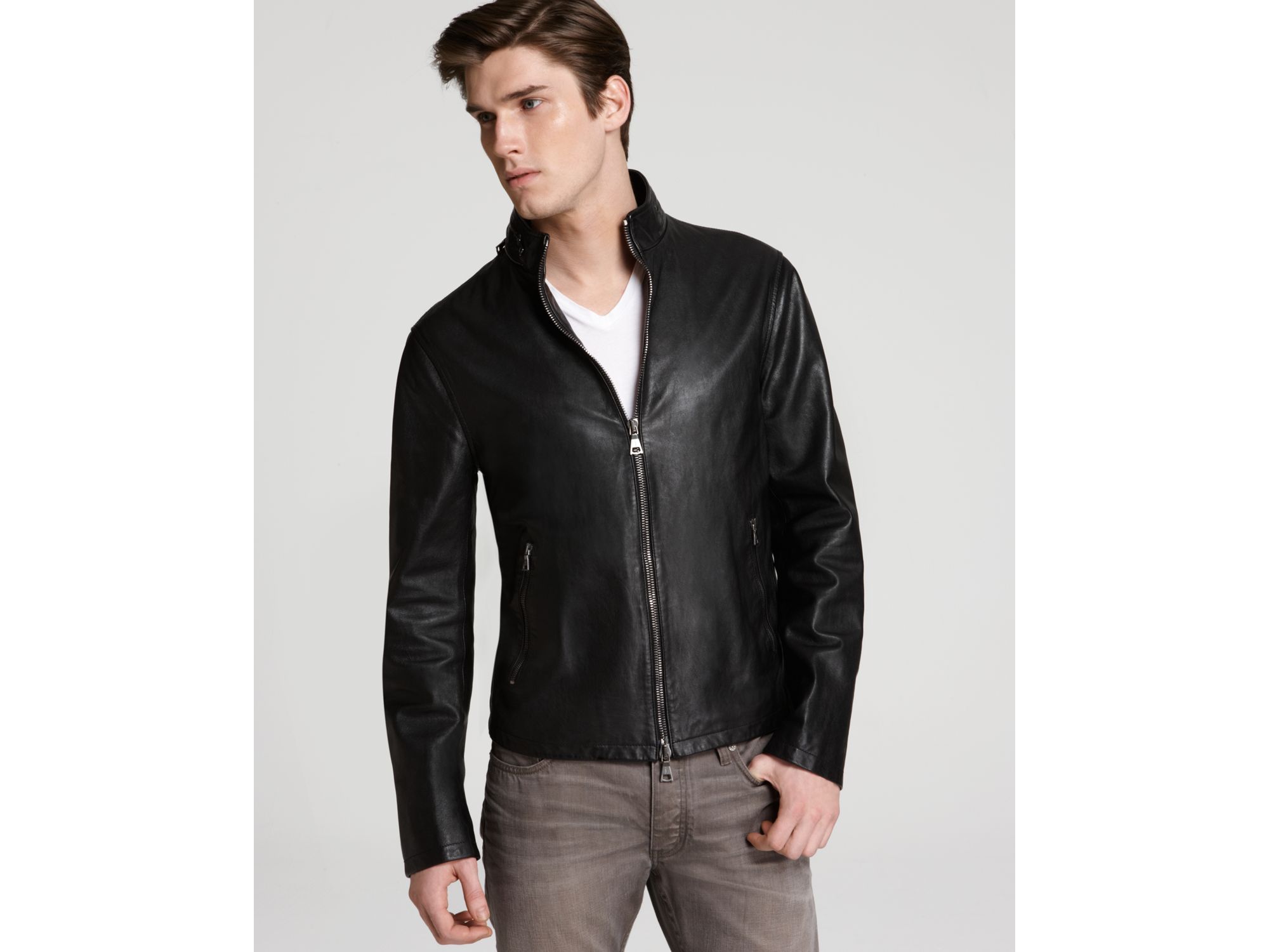 Lyst - John Varvatos Collection Slim Moto Leather Jacket in Black for Men