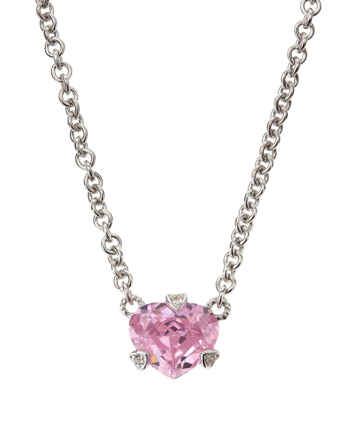 Judith Ripka Heartshape Crystal Necklace in Pink (null) | Lyst