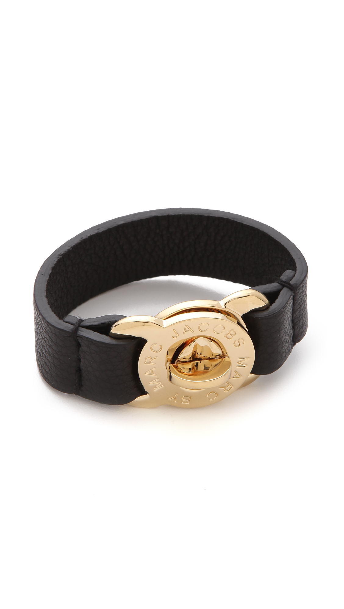 Lyst - Marc By Marc Jacobs Large Turnlock Leather Bracelet in Black