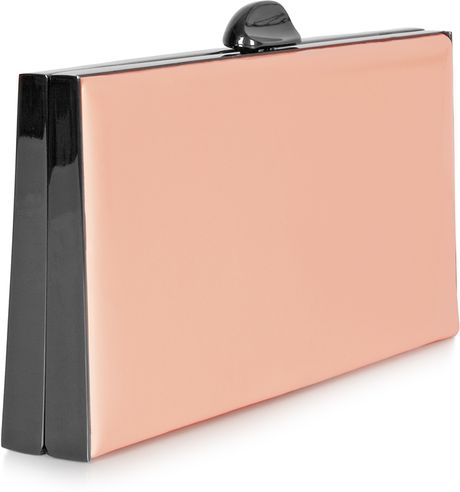 Reiss Rachel Angular Metal Frame Clutch in Pink (peach) | Lyst