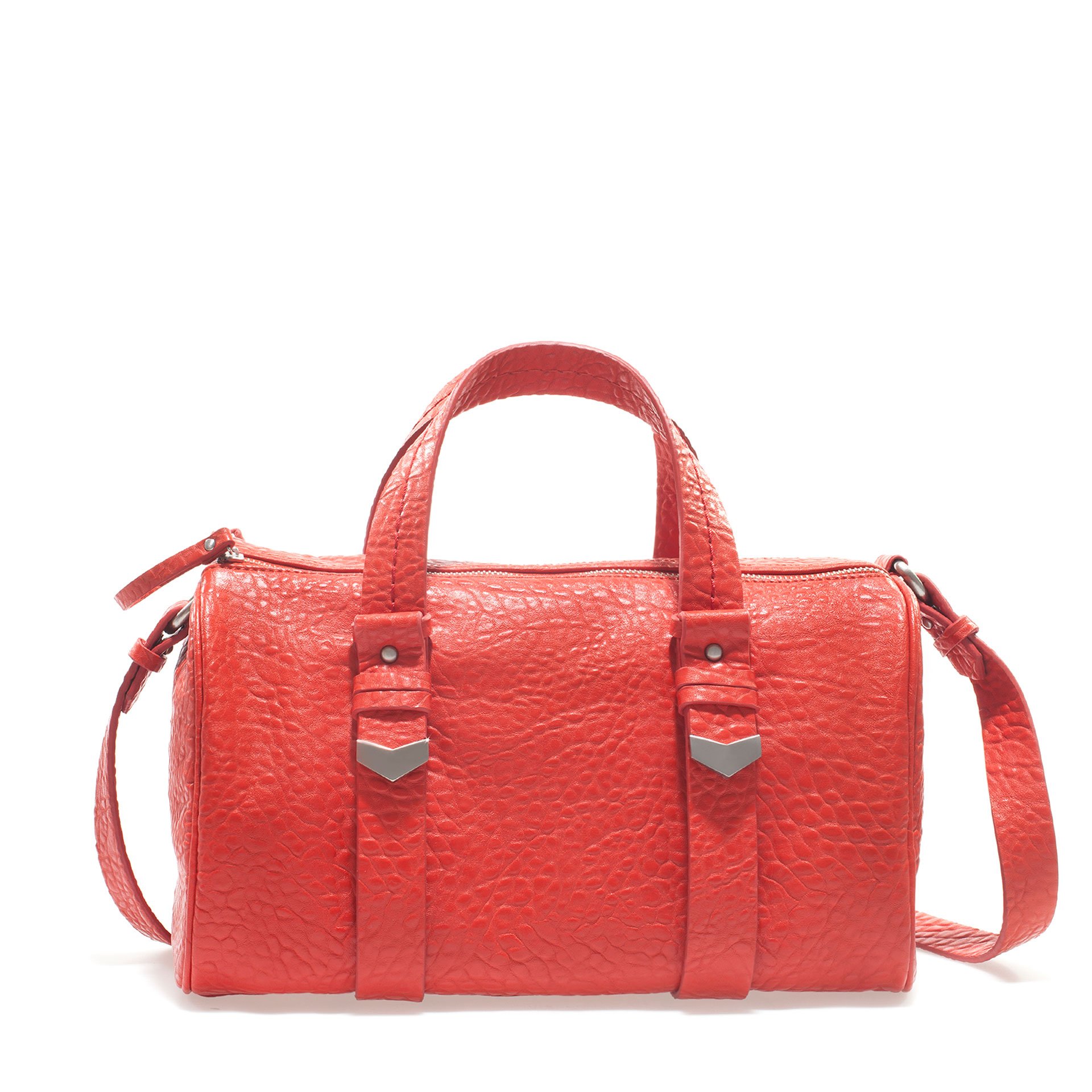 Zara Double Zip Bowling Bag in Pink (coral) | Lyst