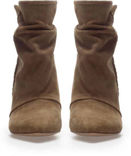 Zara Suede Wedge Ankle Boot in Brown (khaki) | Lyst