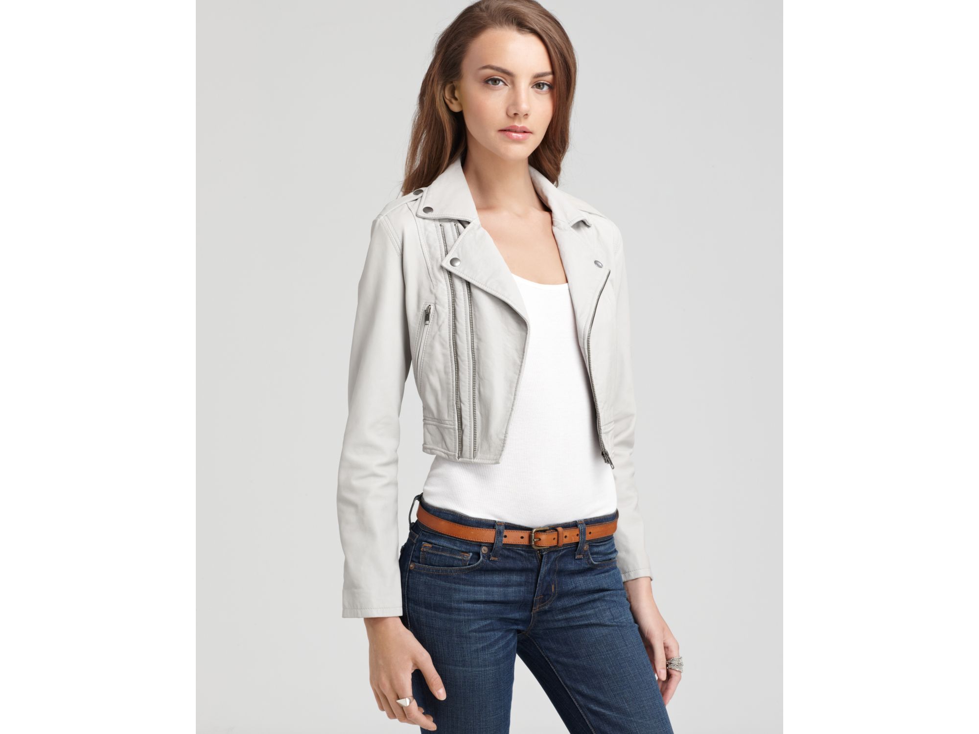 Light Grey Leather Jacket Ash Cycles