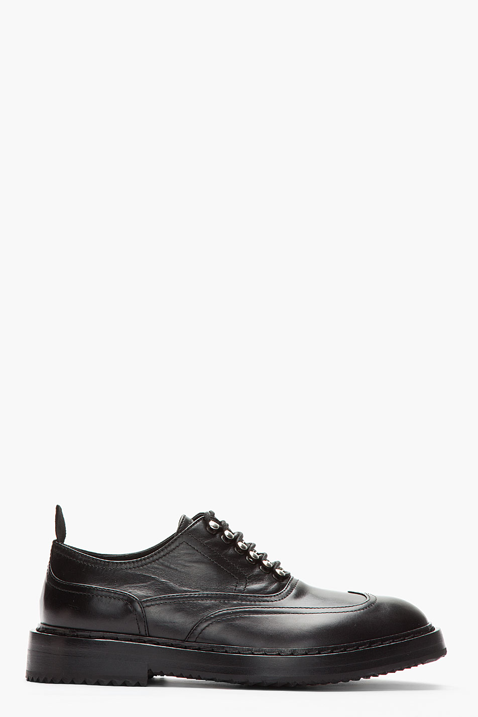 Kris Van Assche Black Leather Lug Soled Wingtip Shoes in Black for Men ...