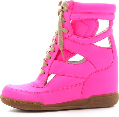 Marc By Marc Jacobs Neon Cutout Wedge Sneakers in Pink | Lyst