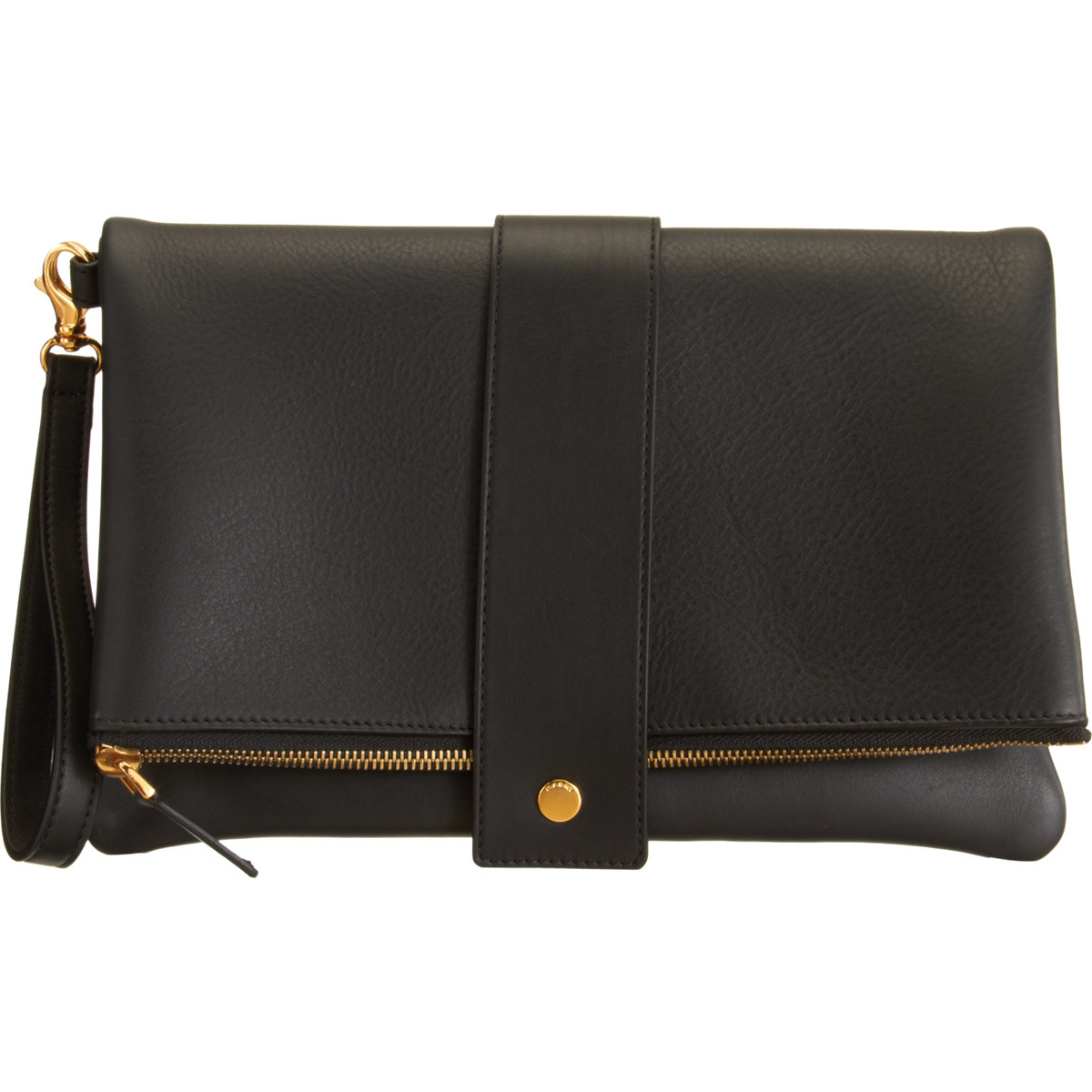Marni Fold Over Snap Clutch in Black (gold) | Lyst