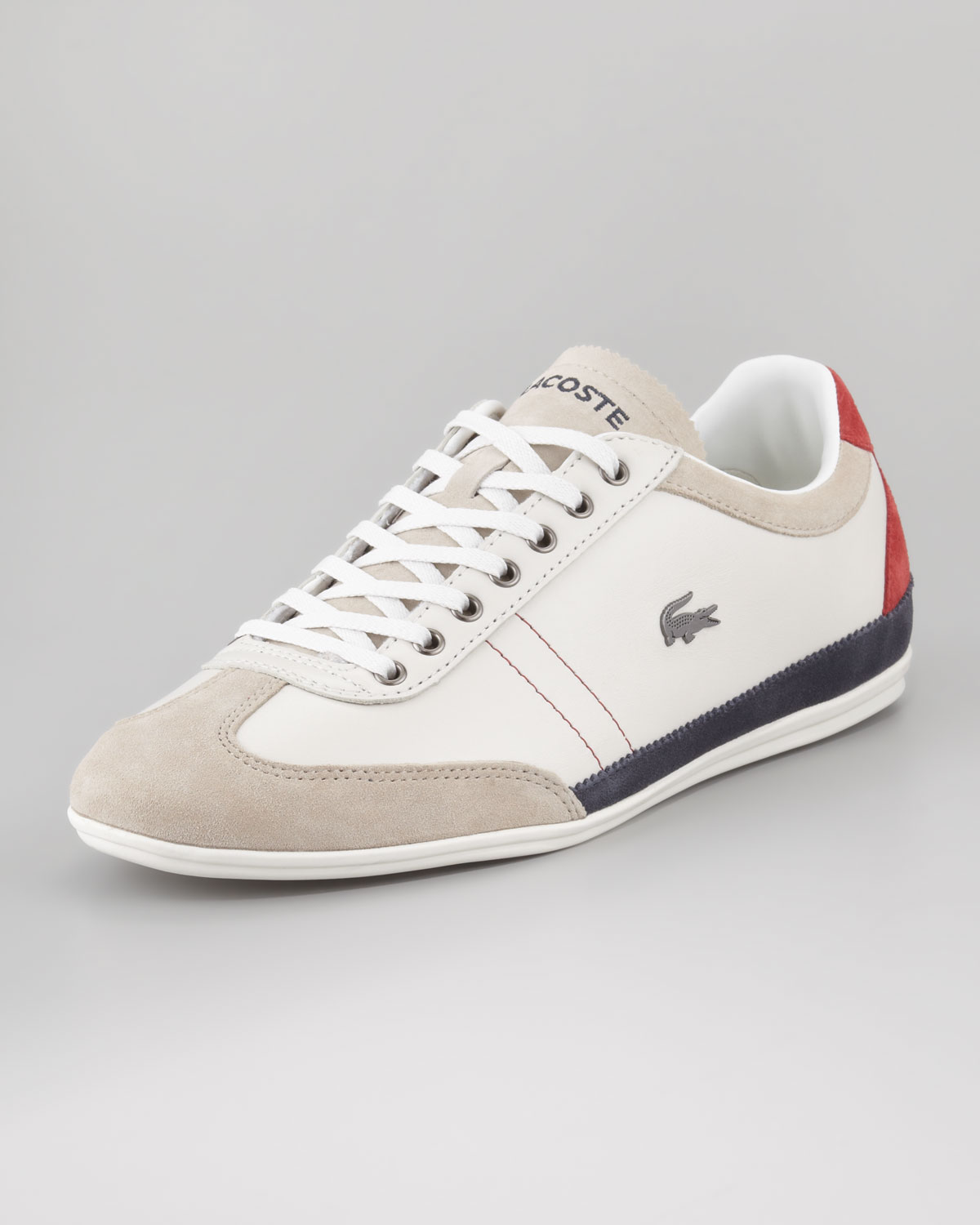 Lacoste Misano Tricolor Leather Sneaker in Natural for Men - Lyst