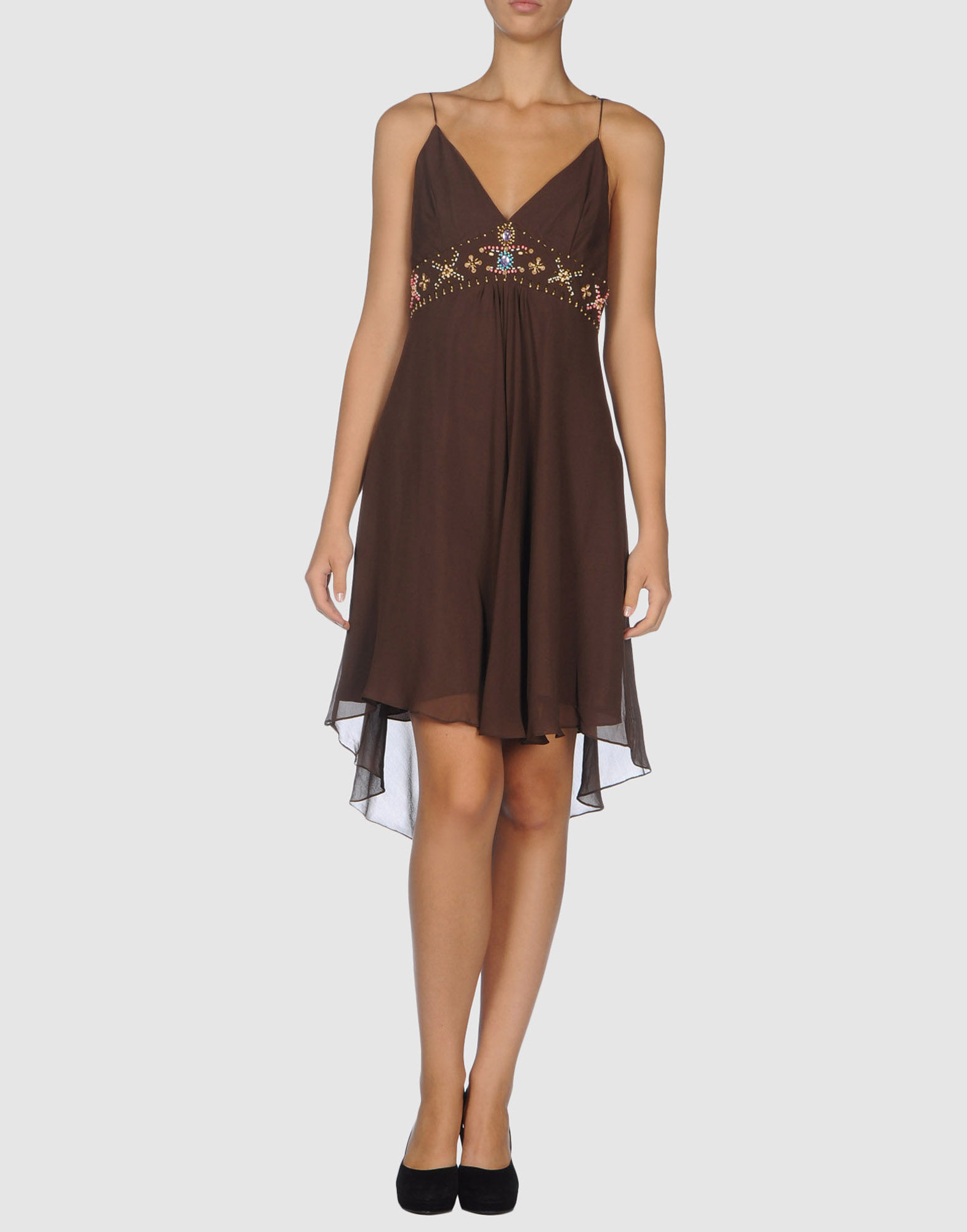 Rita g Short Dress in Brown (dark brown) Lyst