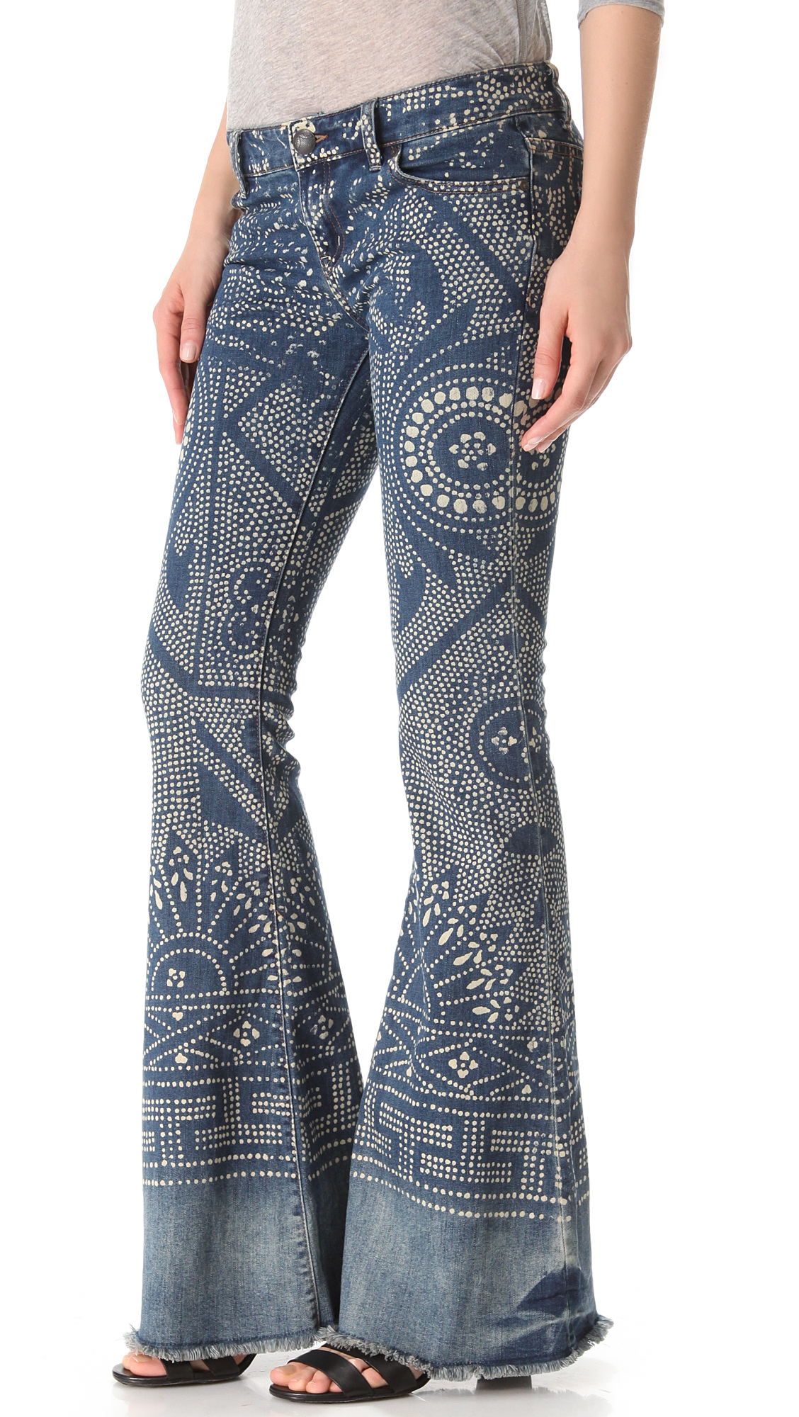 printed flared jeans