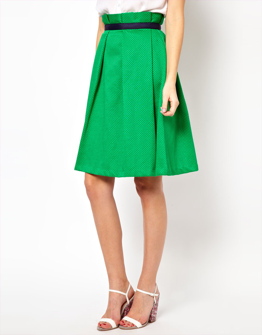 Lyst - Asos Collection Midi Skirt in Texture in Green