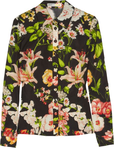 Clements Ribeiro Foxglove Floralprint Washedsilk Shirt in Floral | Lyst