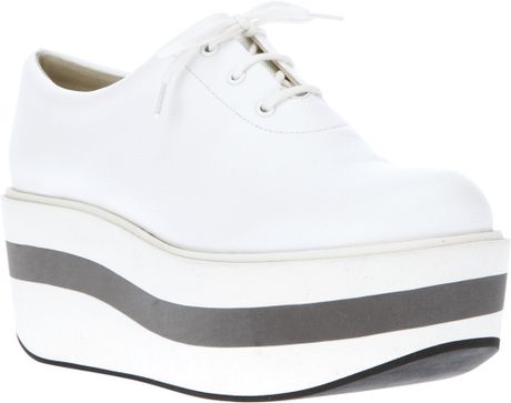 Jil Sander Navy Striped Platform Sole Shoe in White | Lyst