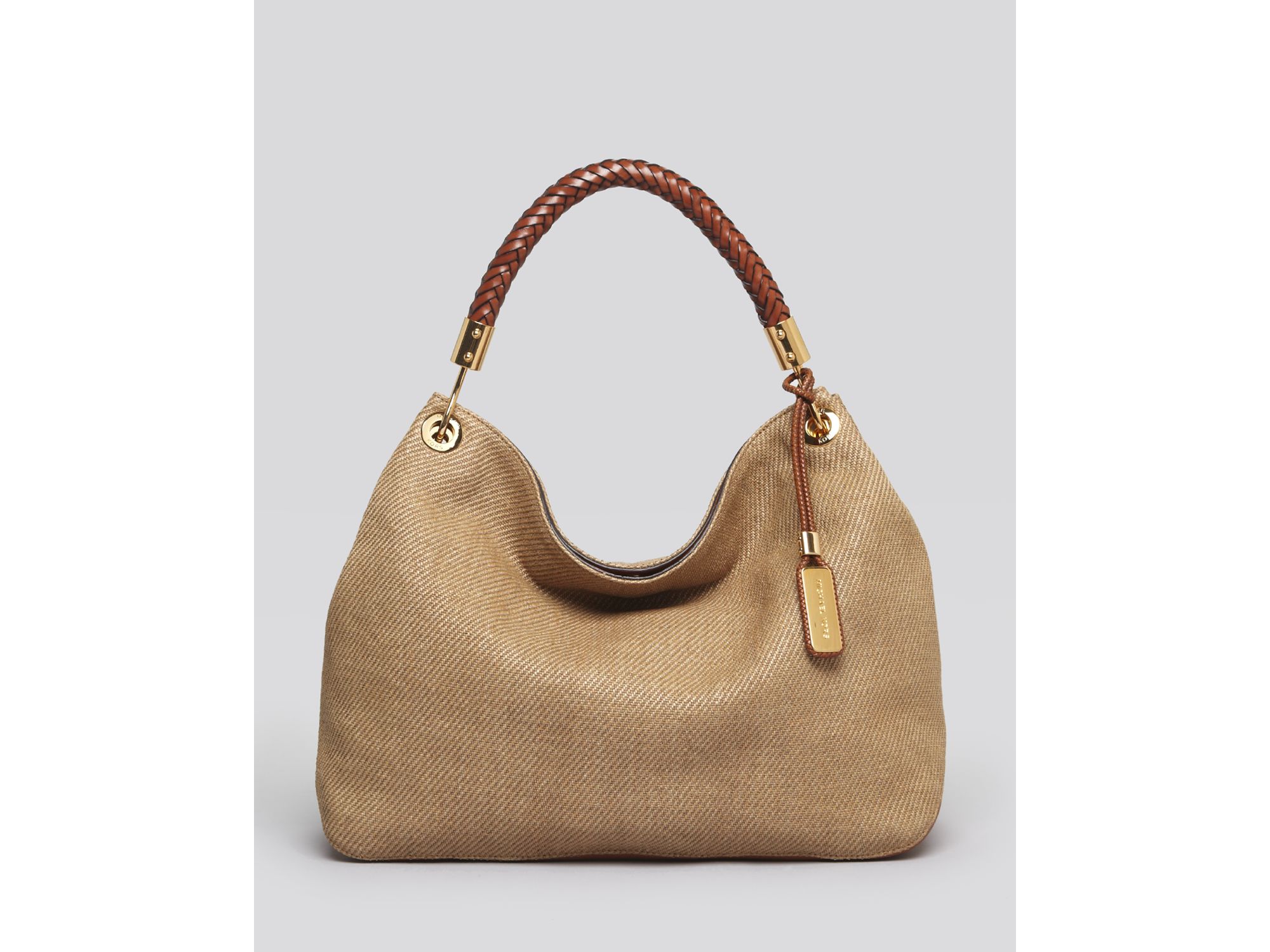 michael kors woven bucket bag