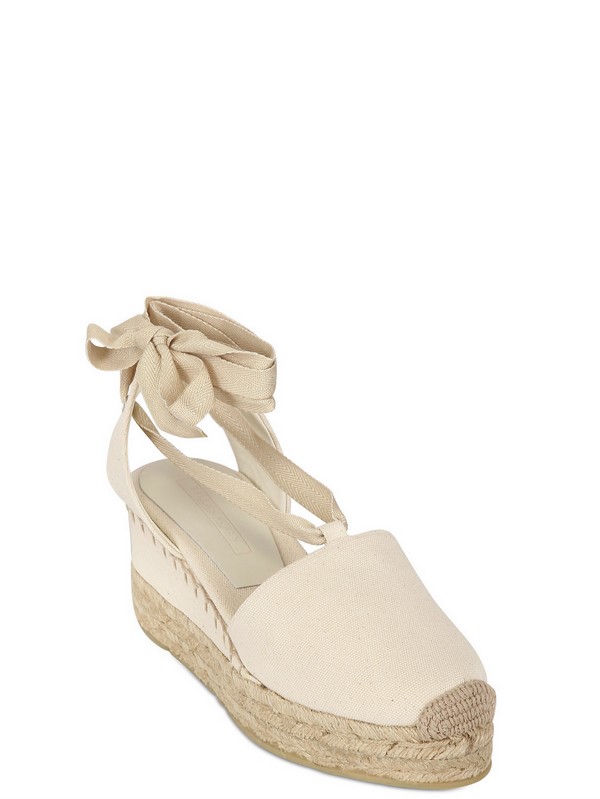 Lyst - Ralph lauren Canvas Espadrille Wedges in Natural