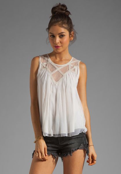 Beyond Vintage Lace Tank in White (ivory) | Lyst