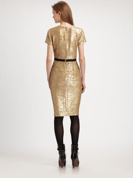 Burberry Sequined Dress in Gold | Lyst