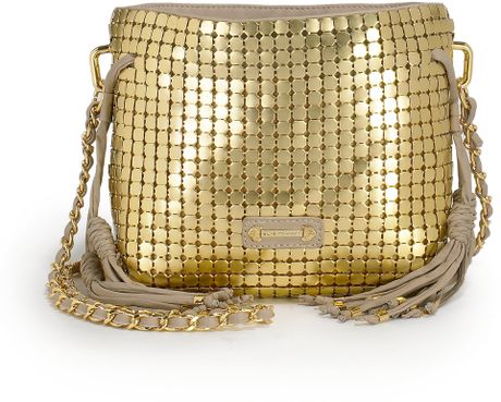 Elie Tahari Chelsea Mesh Mini Crossbody Bag in Gold | Lyst