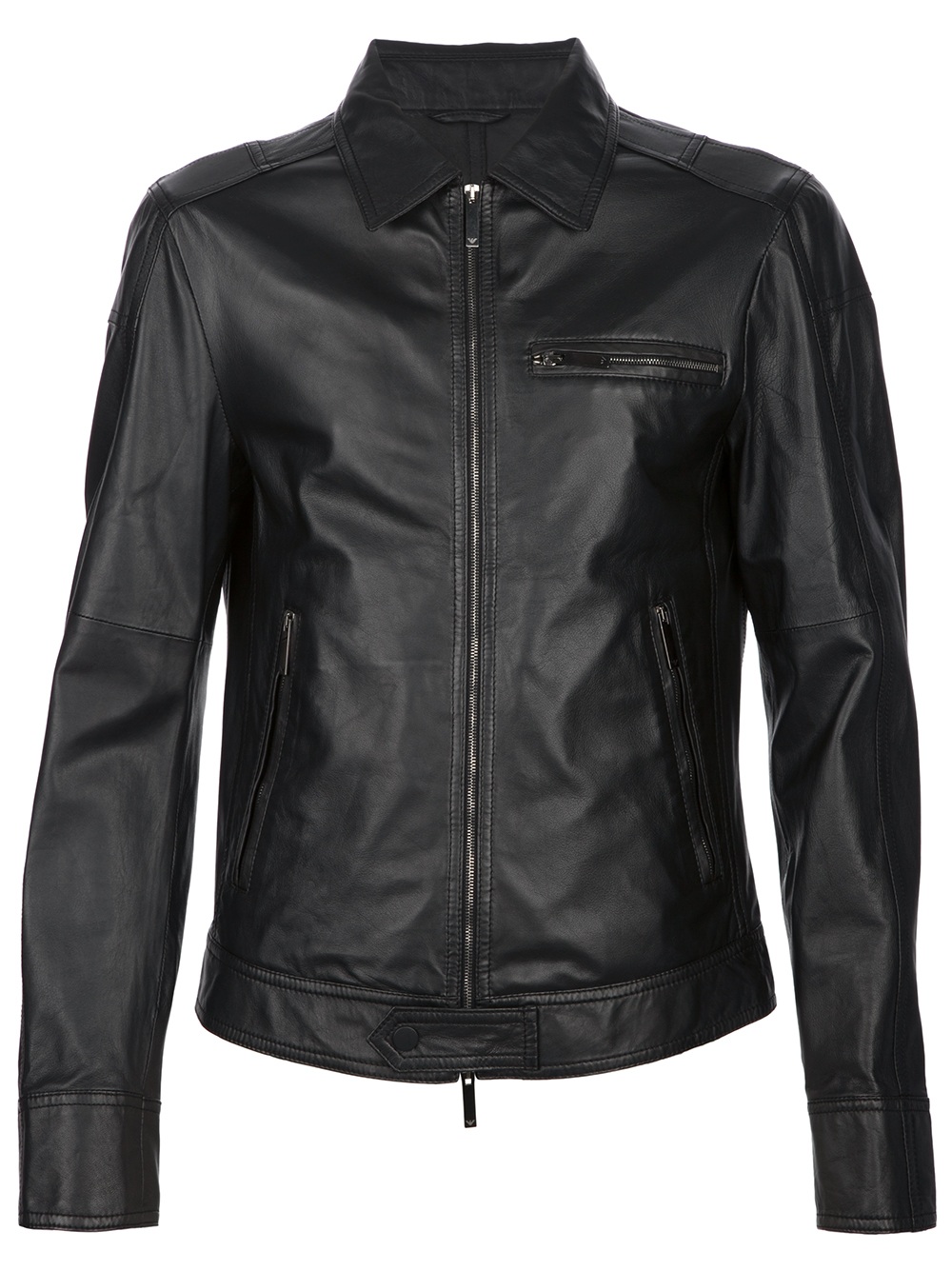 Emporio Armani Leather Jacket in Black for Men | Lyst