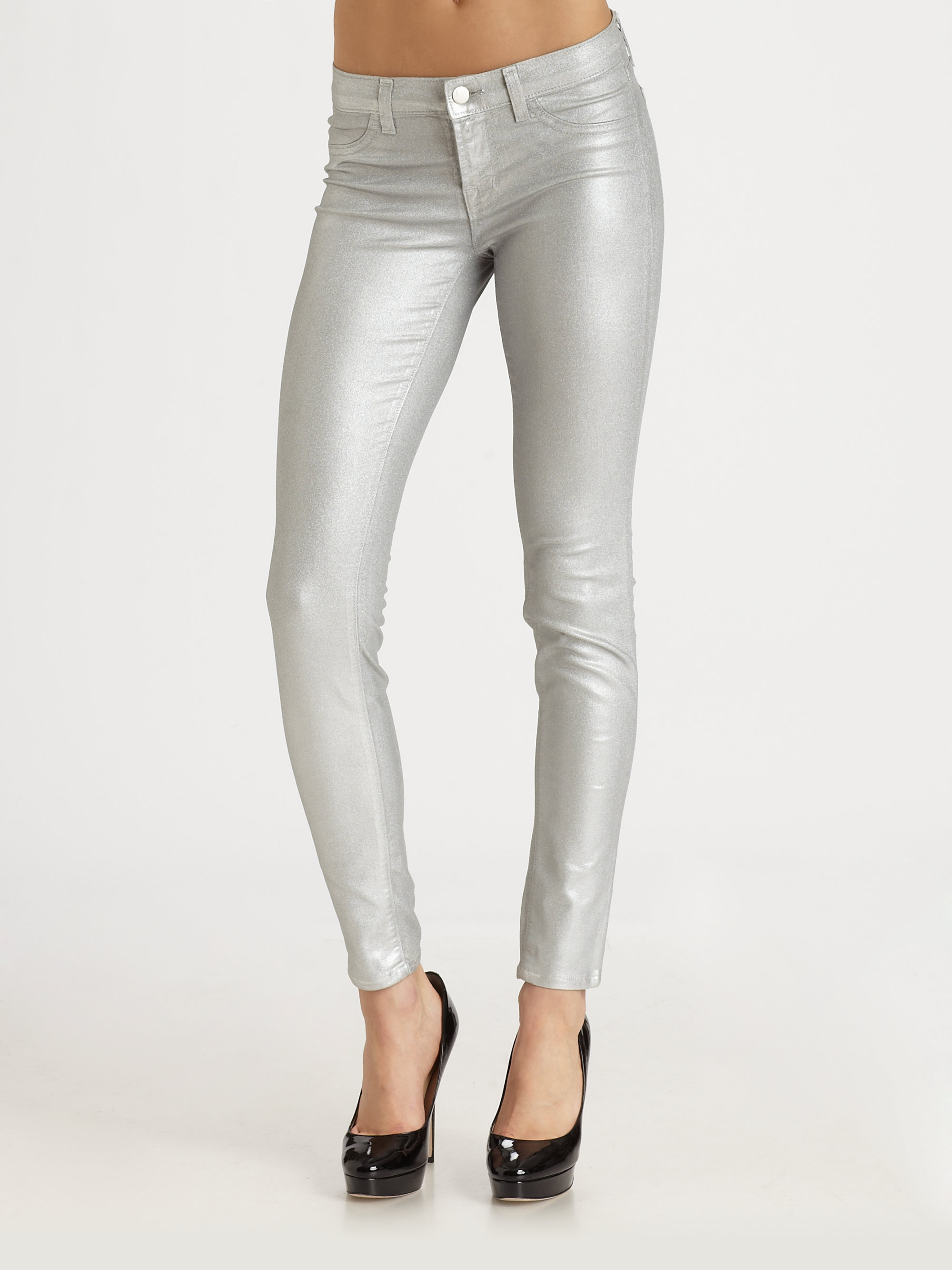 Lyst - J Brand 901 Super Skinny Coated Jeans in Metallic