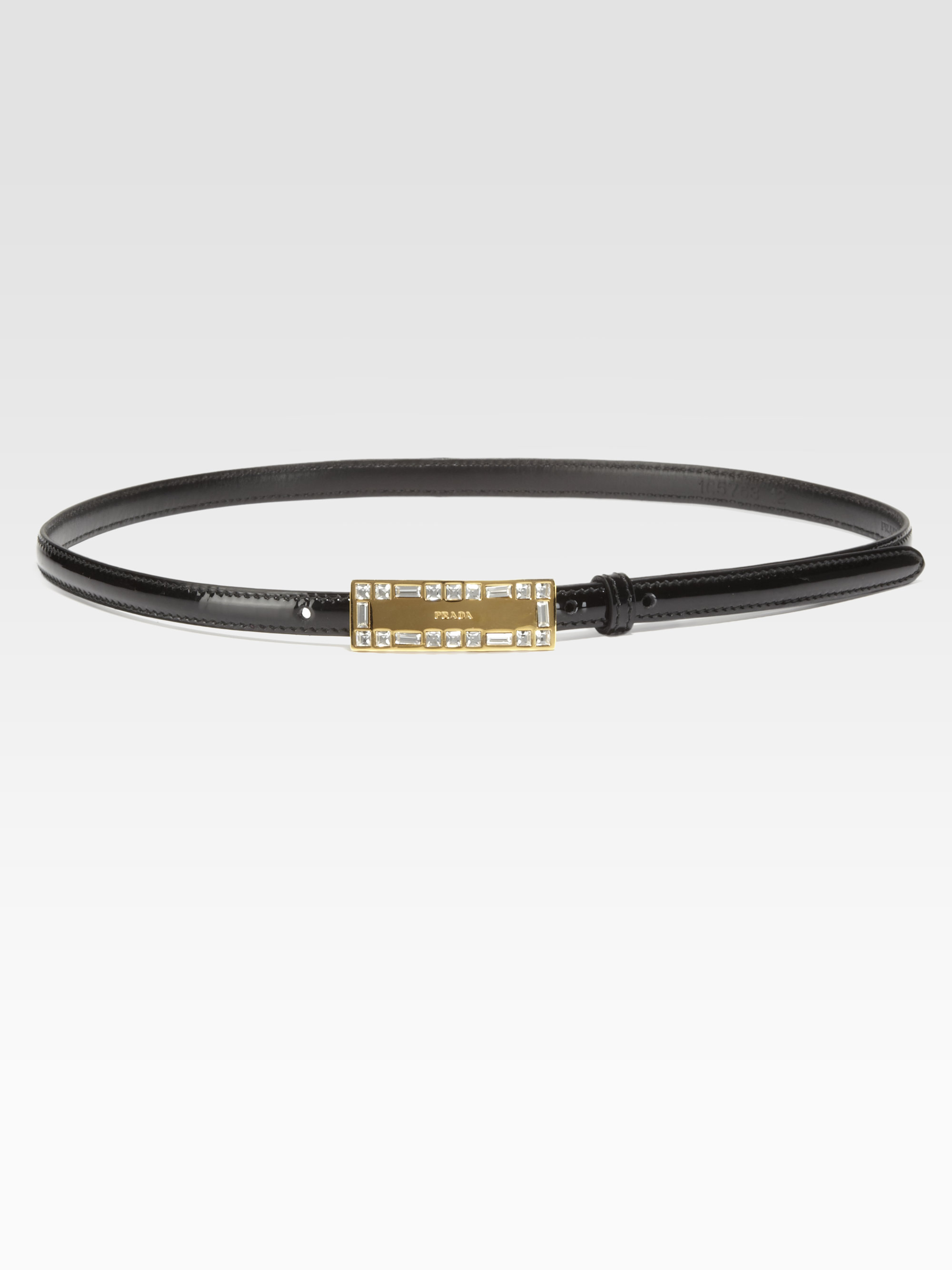 Prada Jeweled Patent Leather Belt in Black | Lyst  