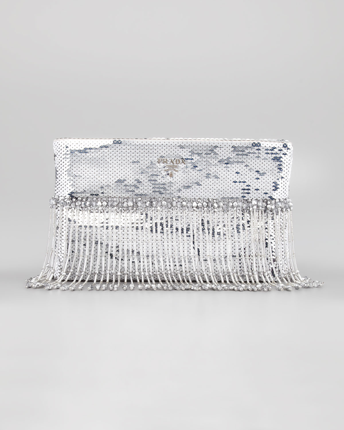 Lyst Prada Beaded Flat Clutch Bag In Metallic Gallery