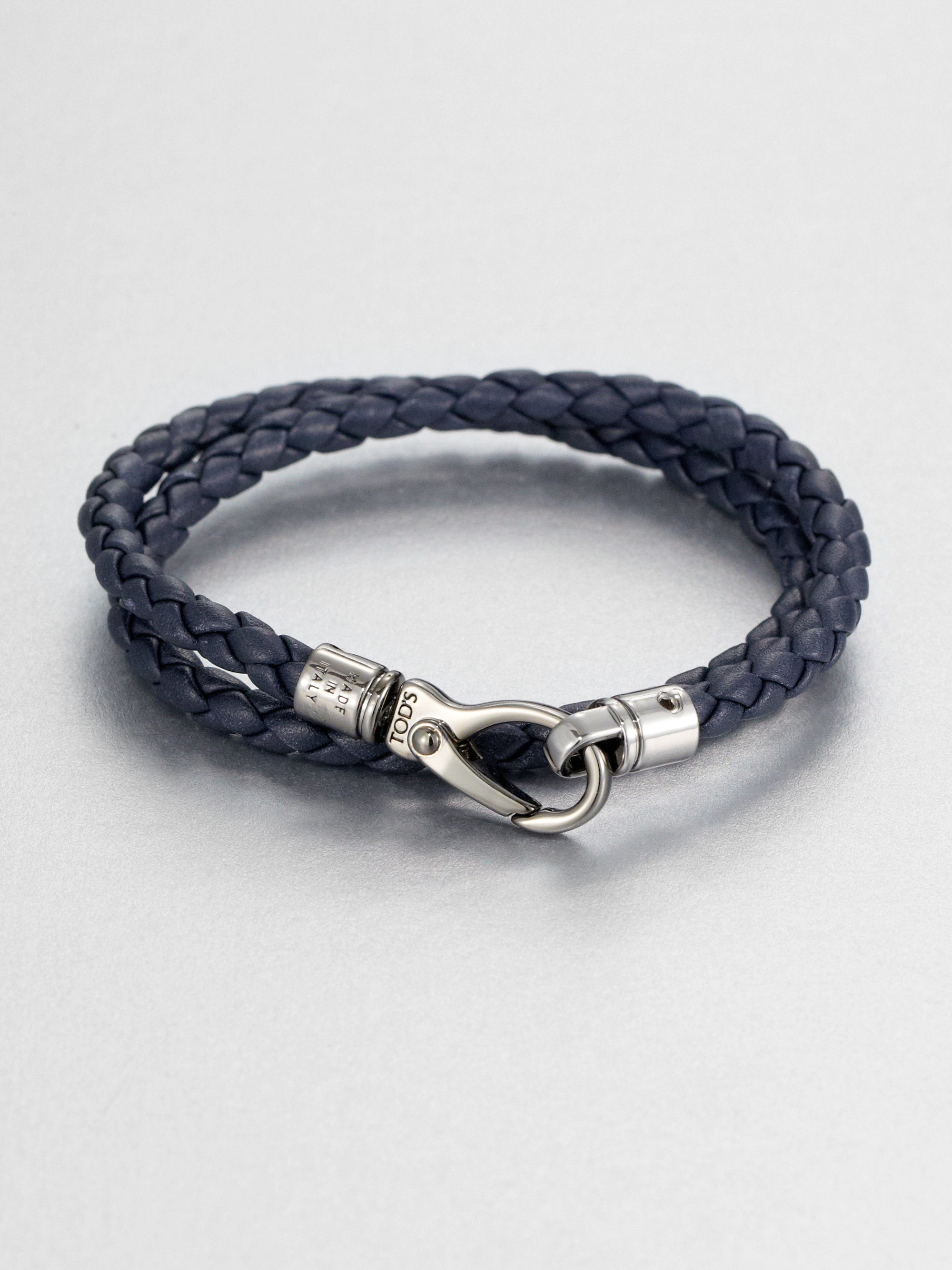 Lyst Tod S Leather Double Wrap Bracelet In Blue For Men Gallery