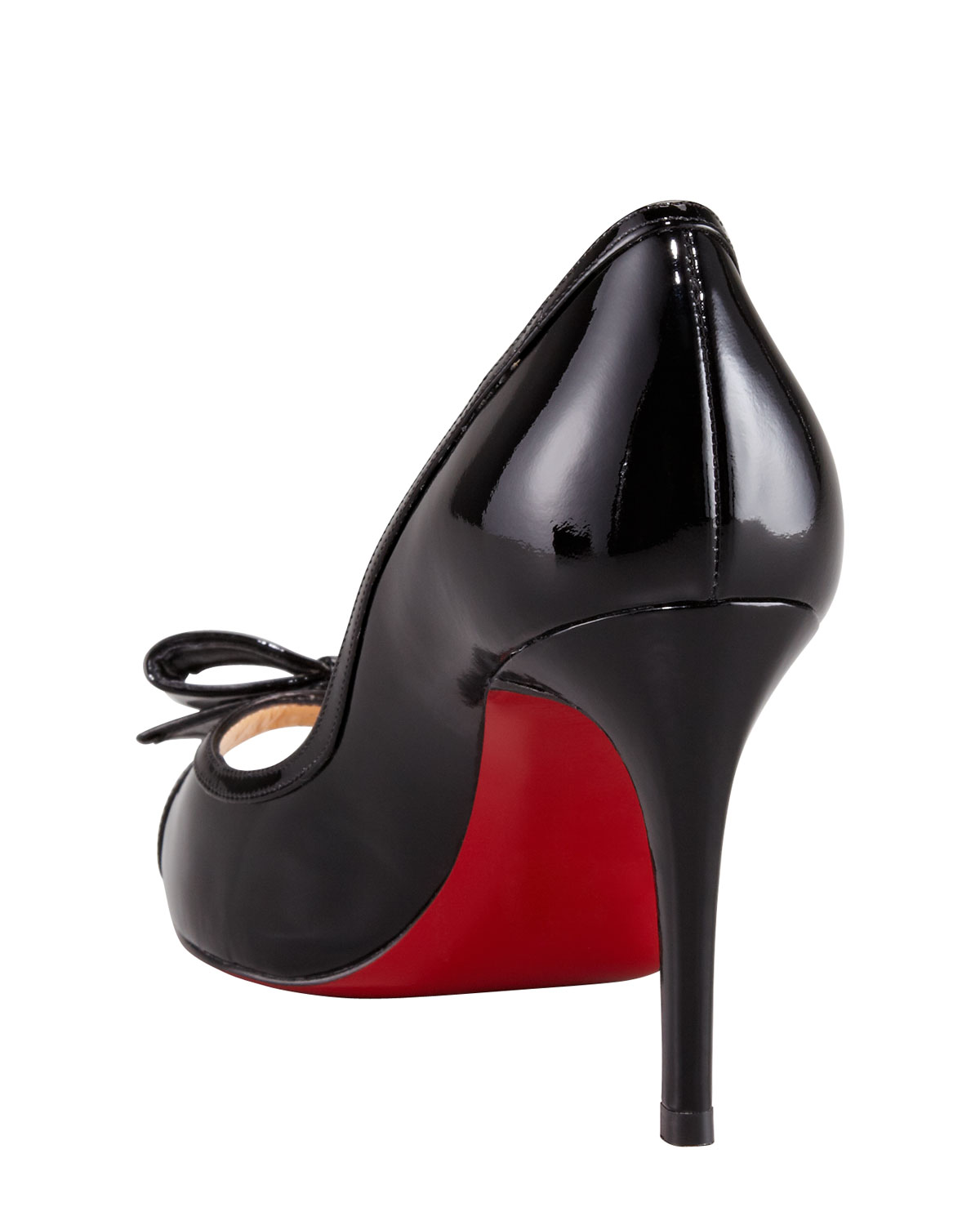 Christian louboutin Milady Patent Leather Bow Peeptoe Red Sole ...
