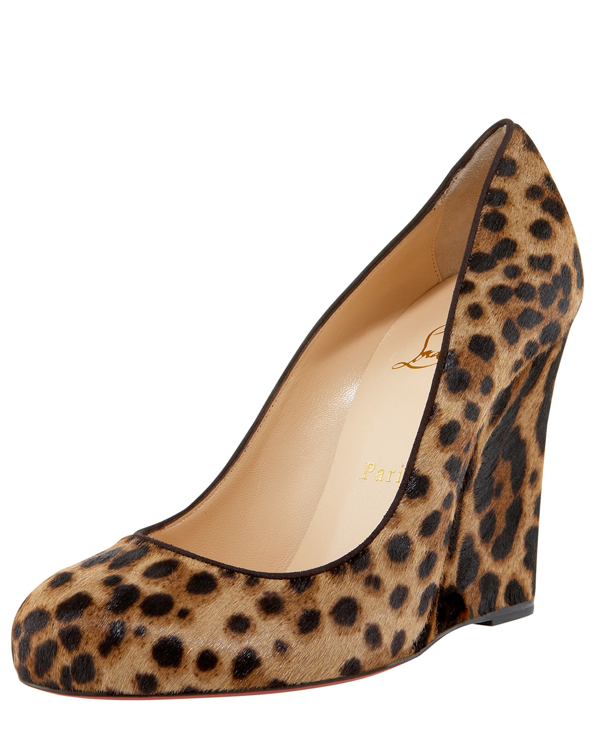 Christian louboutin Ron Ron Calf Hair Wedge Pump in Animal ...  