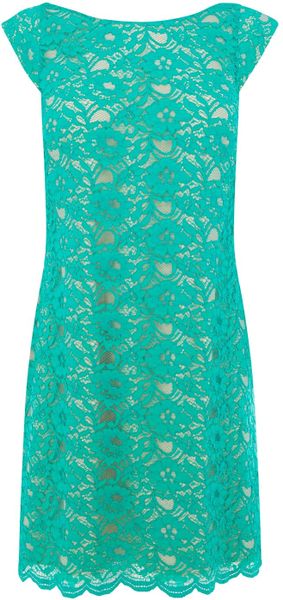 Oasis Izzy Lace Shift in Green | Lyst