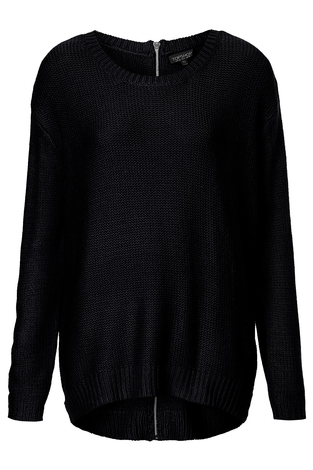Lyst - Topshop Knitted Zip Back Jumper in Black