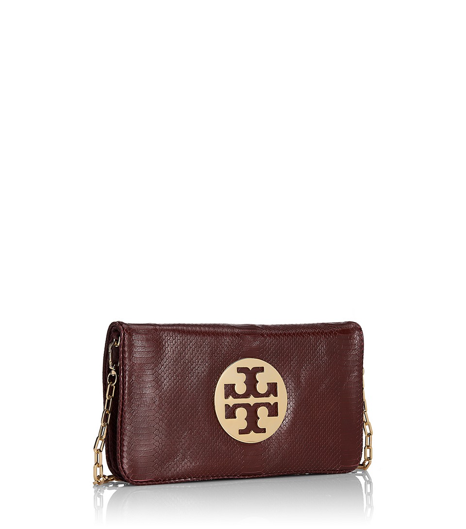 tory burch metallic reva clutch