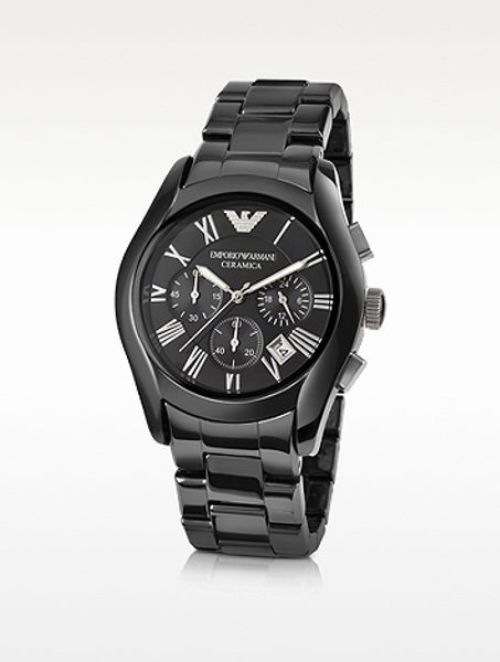 Emporio Armani Men'S Ceramic Chrono Watch in Black for Men | Lyst