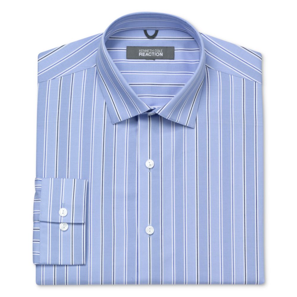 Kenneth Cole Reaction Sky Blue and White Stripe Long Sleeve Shirt in ...