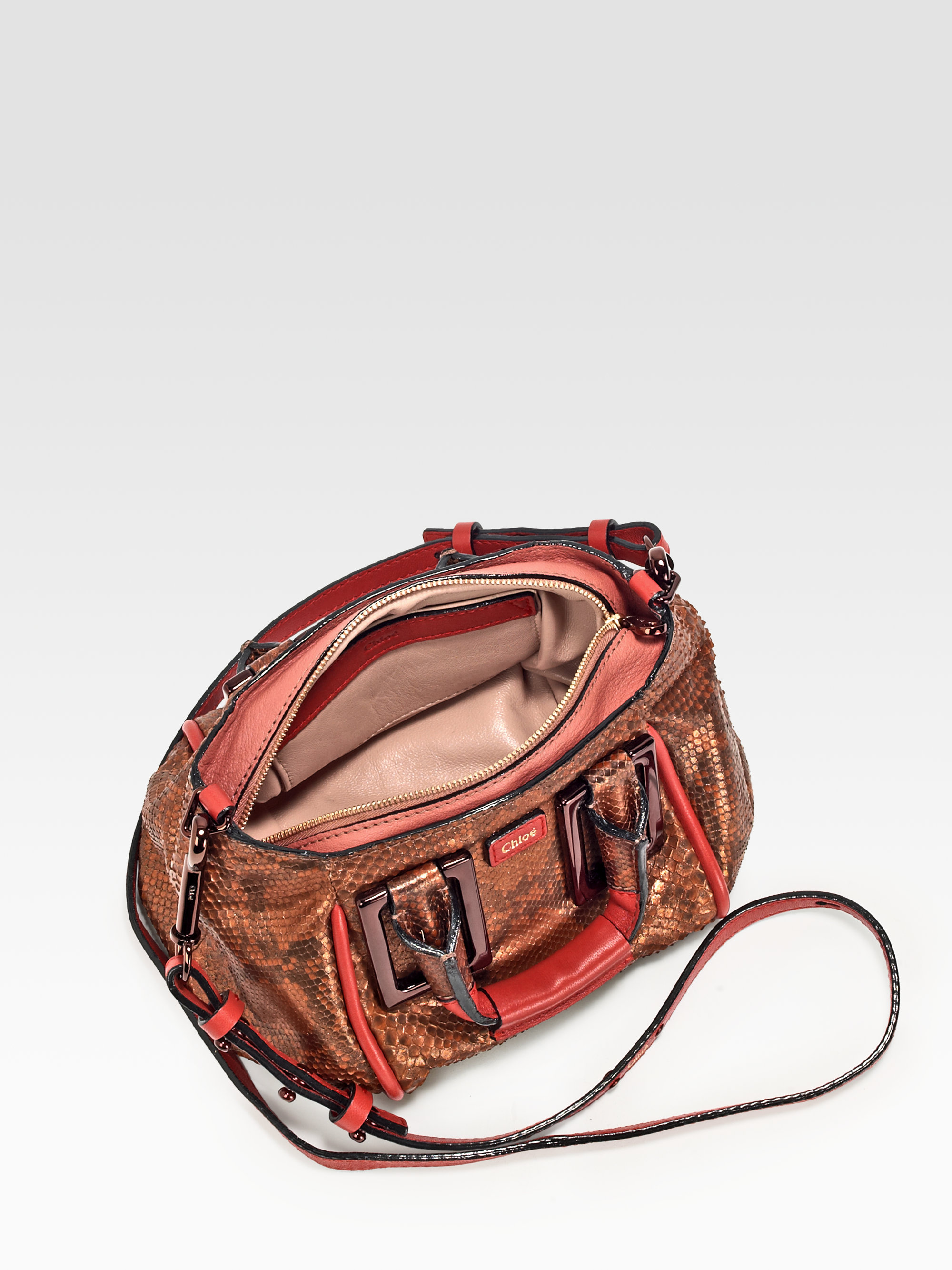 Chlo Mini Python Ethel Crossbody Bag in Animal (copper) | Lyst